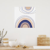 Abstrakte Boho Arches - Blau und Beige Poster (Küche)