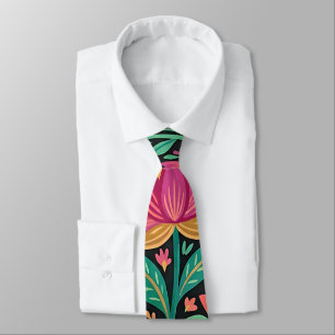 Abstrakte Boho-Blumen-Lotus-Schmetterlinge-Halskra Krawatte