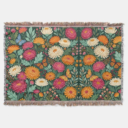 Abstrakte Boho-Blumen-Schmetterlings-Decken Decke (Vorderseite)