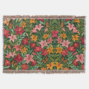 Abstrakte Boho-Blumenlilien-Schmetterlings-Decken Decke