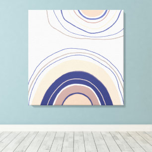 Abstrakte Boho Bögen - Blau und Beige Leinwanddruck