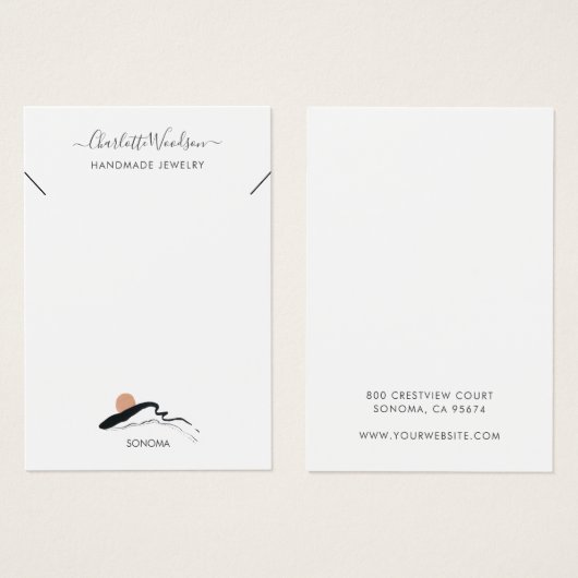 Abstrakte Boho Earring Necklace Display Card (Vorne & Hinten)