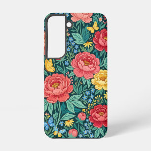Abstrakte Boho-Floral-Pfingstrosen-Garten-Samsung- Samsung Galaxy Hülle