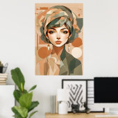 Abstrakte Boho-Frau Portrait Geometric-Wall-Poster Poster (Heimbüro)