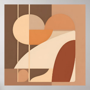 Abstrakte Boho-Geometrie Terrakotta Modern Poster