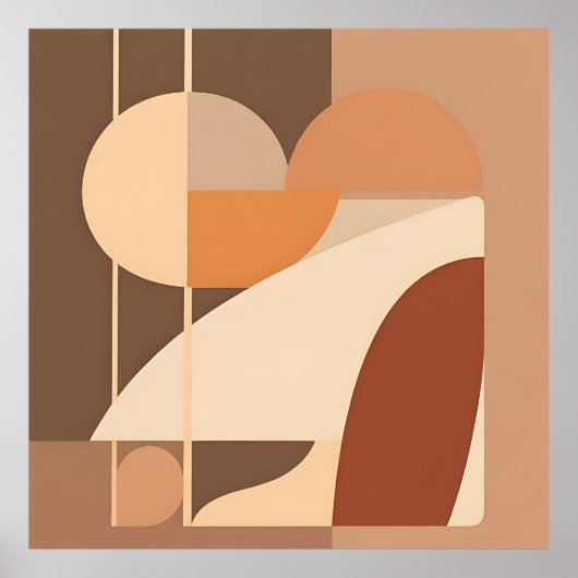 Abstrakte Boho-Geometrie Terrakotta Modern Poster (Vorne)