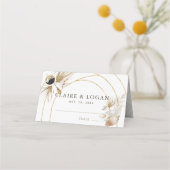 Abstrakte Boho Gold Arches Hochzeit Platzkarte (Vorderseite)