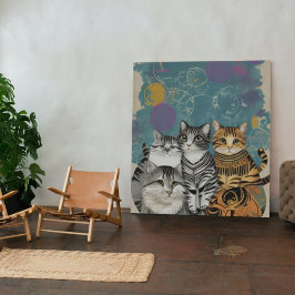 Abstrakte Boho Katzen Wohngestaltung Poster drucke