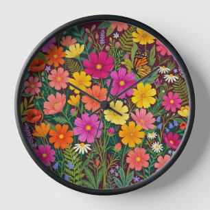 Abstrakte Boho-Kosmos-Blumen-Kunstuhren Uhr