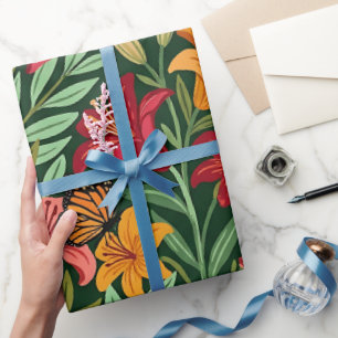 Abstrakte Boho-Lilien-Schmetterlinge-Wrap-Papier Geschenkpapier