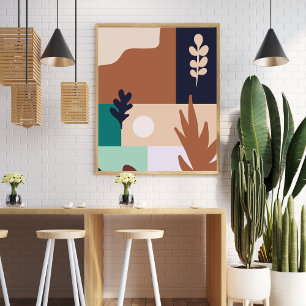 Abstrakte Boho-Naturlandschaft Poster