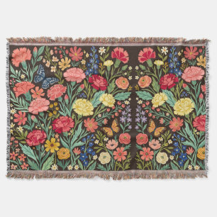 Abstrakte Boho-Nelken und Schmetterlingsdecken Decke