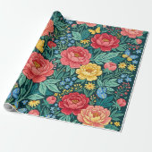 Abstrakte Boho-Pfingstrosen-Schmetterlinge-Geschen Geschenkpapier (Ungerollt)