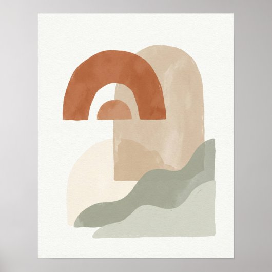 Abstrakte Boho-Sonne & Bogen Minimalistisches Geom Poster (Vorne)