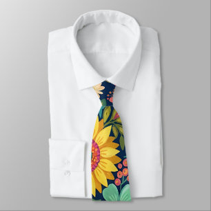Abstrakte Boho-Sonnenblumen-Schmetterlings-Halstuc Krawatte