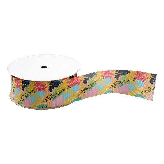 Abstrakte Boho Tropical Palm-Blätter Ripsband (Spule)