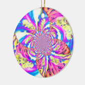 Abstrakte bohrosa orange-blaue lila Orchidee Keramik Ornament (Links)