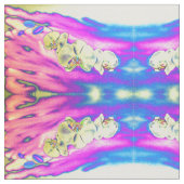 Abstrakte bohrosa orange-blaue lila Orchidee Stoff (Nahaufnahme)