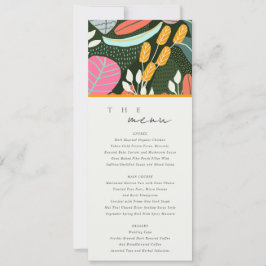 Abstrakte Bold Tropical Botanical Wedding Menu Car Einladung