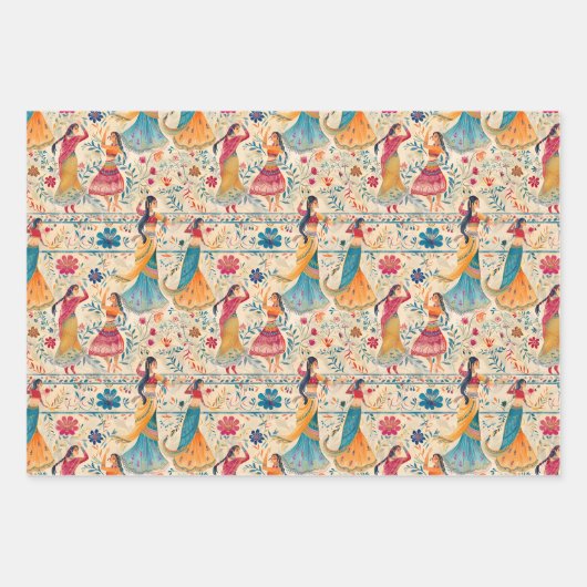 Abstrakte Bollywood-Tänzer Geschenkpapier Set (Vorderseite 3)