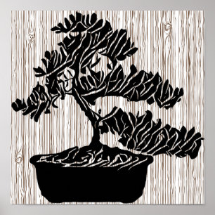 Abstrakte Bonsai Silhouette Originale Kunst, Dicht Poster
