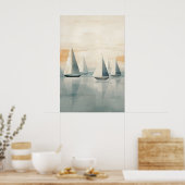 Abstrakte Boote auf ruhiger See - Moderne nautisch Poster (Küche)