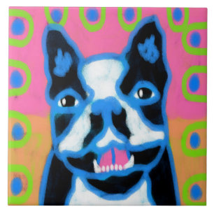 Abstrakte Boston Terrier Kunst Fliese