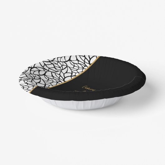 Abstrakte botanische Blätter Grenze Pappteller (Gewinkelt)