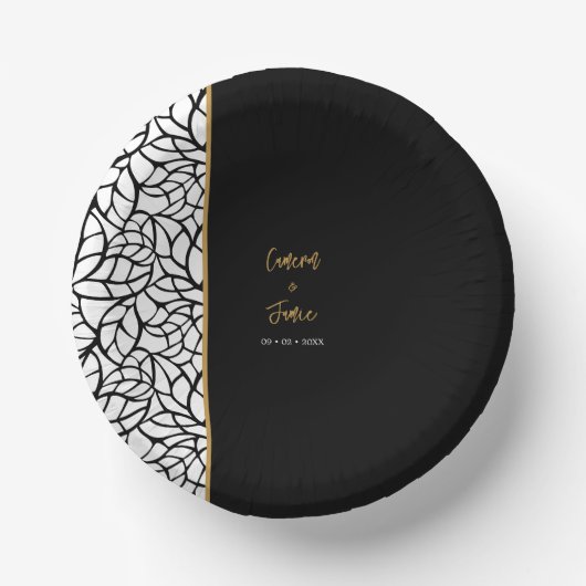 Abstrakte botanische Blätter Grenze Pappteller (Vorderseite)