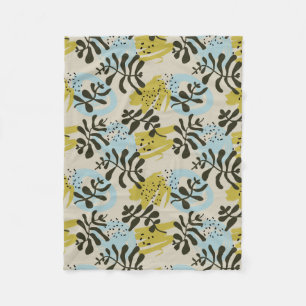 Abstrakte Botanische Boheme Pastell Grün Blau Fleecedecke