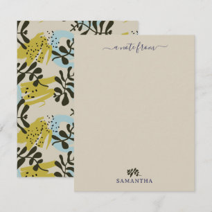 Abstrakte Botanische Boheme Pastell Grün Blau Mitteilungskarte