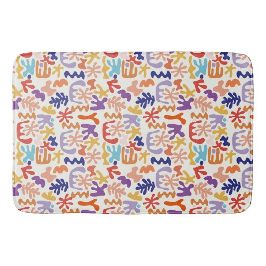 Abstrakte botanische Formen, farbenfroh Badematte (Vorderseite)