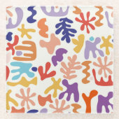 Abstrakte botanische Formen, farbenfroh Glasuntersetzer (Vorderseite)