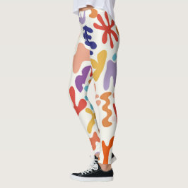 Abstrakte botanische Formen, farbenfroh Leggings