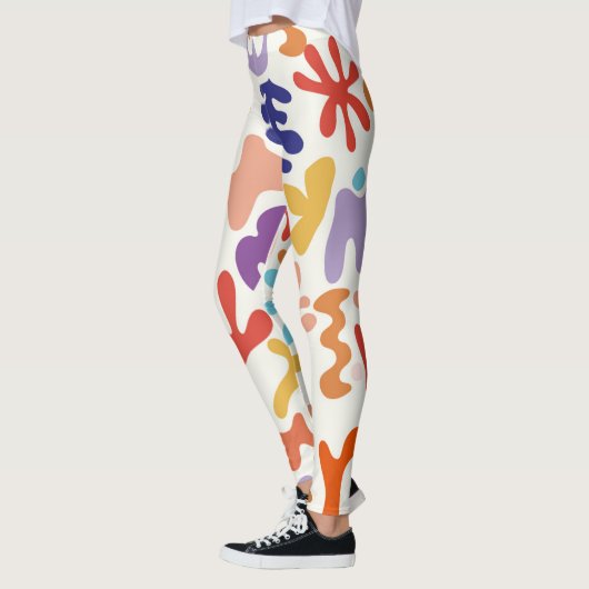 Abstrakte botanische Formen, farbenfroh Leggings (Links)