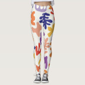 Abstrakte botanische Formen, farbenfroh Leggings (Vorderseite)