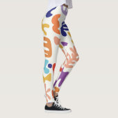 Abstrakte botanische Formen, farbenfroh Leggings (Rechts)