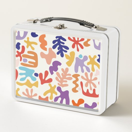 Abstrakte botanische Formen, farbenfroh Metall Brotdose (Vorderseite)