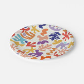 Abstrakte botanische Formen, farbenfroh Pappteller (Schrägansicht)
