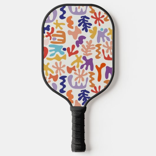 Abstrakte botanische Formen, farbenfroh Pickleball Schläger (Vorderseite)
