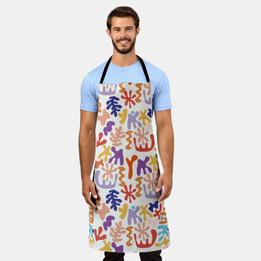 Abstrakte botanische Formen, farbenfroh Schürze (Getragen)