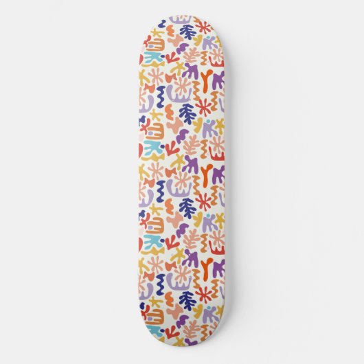 Abstrakte botanische Formen, farbenfroh Skateboard (Vorderseite)