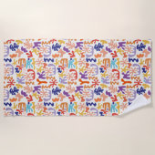 Abstrakte botanische Formen, farbenfroh Strandtuch (Vorderseite)