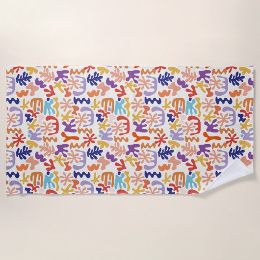 Abstrakte botanische Formen, farbenfroh Strandtuch (Vorderseite)