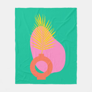 Abstrakte botanische Formen in Grün Fleecedecke