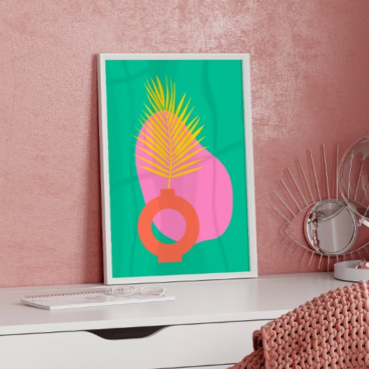 Abstrakte botanische Formen in Grün Poster