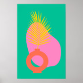 Abstrakte botanische Formen in Grün Poster (Vorne)