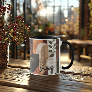 Abstrakte botanische Formen in warmen neutralen Tö Tasse