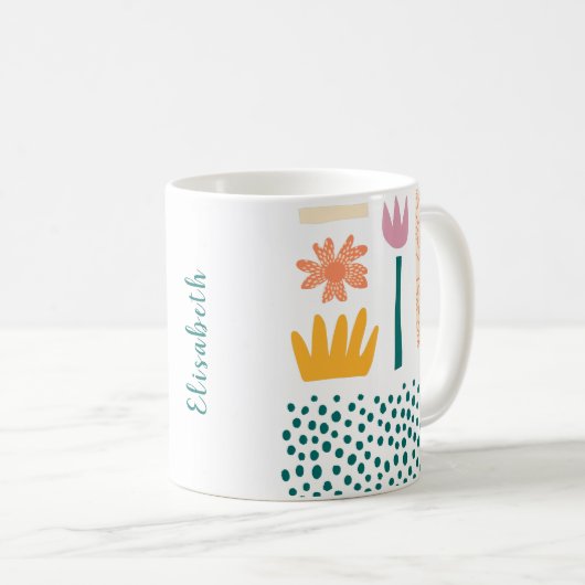 Abstrakte botanische Formen Kaffee Tasse (VorderseiteRechts)