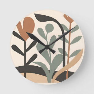 Abstrakte botanische Formen Runde Wanduhr